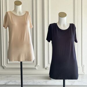 Anthropologie Ivory/black Short Sleeve T-Shirt Top Minimalist-S, M, L-NWT